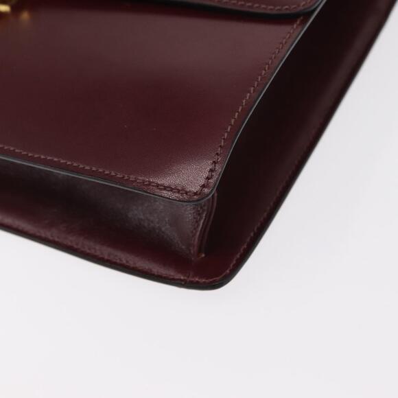 CELINE Shoulder Bag Leather Bordeaux Gold Auth 153178 - Picture 14 of 16